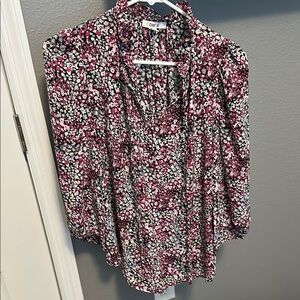Bar III Pink and Black Floral Blouse